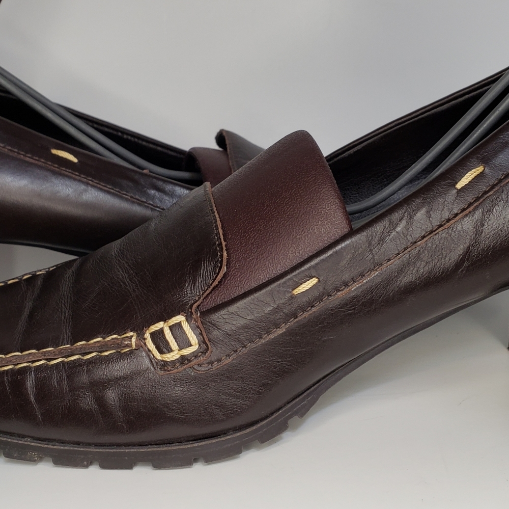 August Max leather slip on heels
